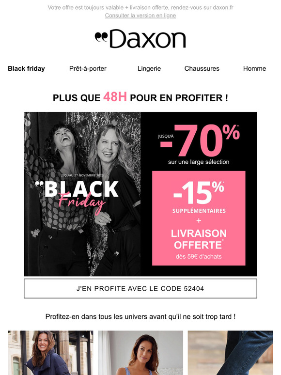 Black Friday jusqu’à -70% + 15% supp’ : plus que 48H pour en profiter ! ⌛