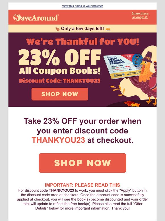 23% Off Your SaveAround Order