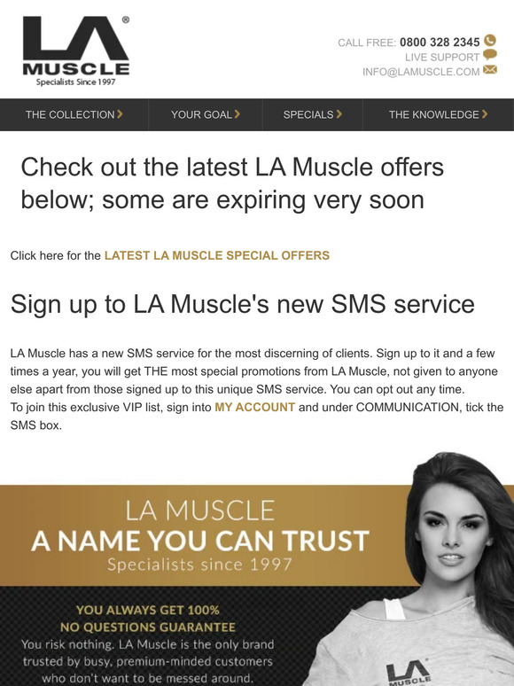 Latest special offers and an important update from LA Muscle