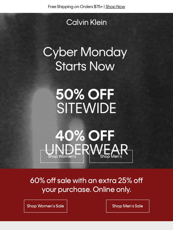 Cyber Monday Starts Now + Extra 25% off Apparel and More