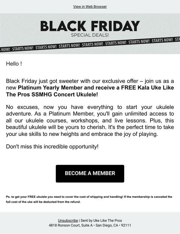 Start Now! Get a New Ukulele for FREE!