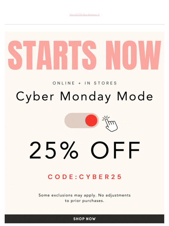 Cyber Monday 25% off is ON