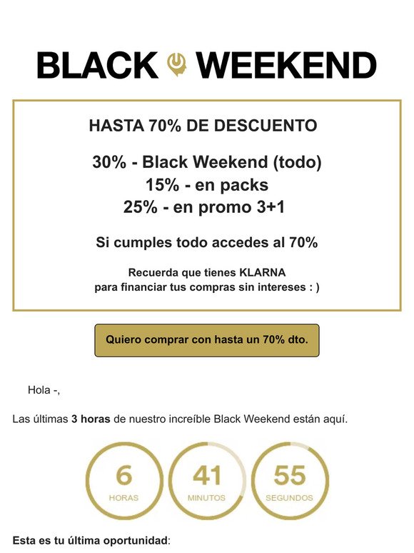 🖤 🖤 🖤 — Últimas horas de Black Weekend 🖤 🖤 🖤