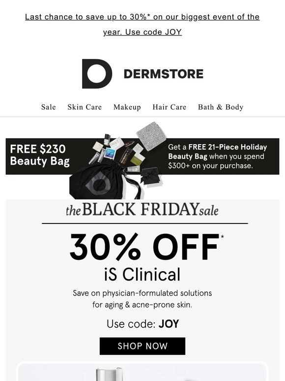 30% off iS Clinical — The Cyber Monday Sale starts NOW