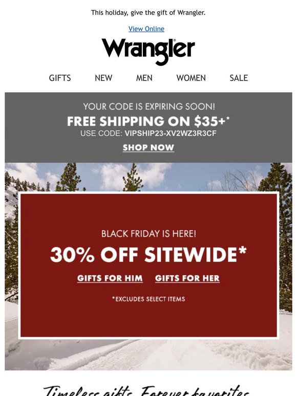 30% off gifts + free shipping
