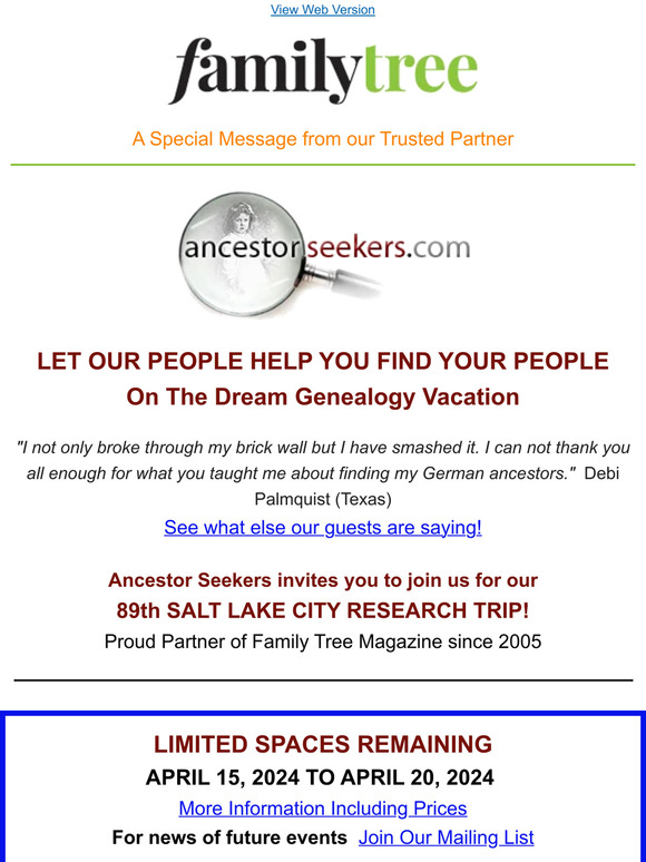 Treat Yourself to the Dream Genealogy Vacation