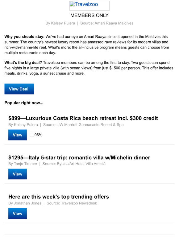 Travelzoo FR 2999—Maldives new allinclusive 5star resort, reg