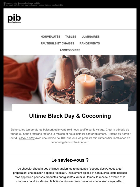 -10% jusqu'à demain soir et douceur d'une ambiance cocooning
