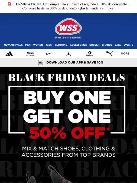 LAST CHANCE! BOGO 50% Off + Converse 30% Off • In-store & Online!