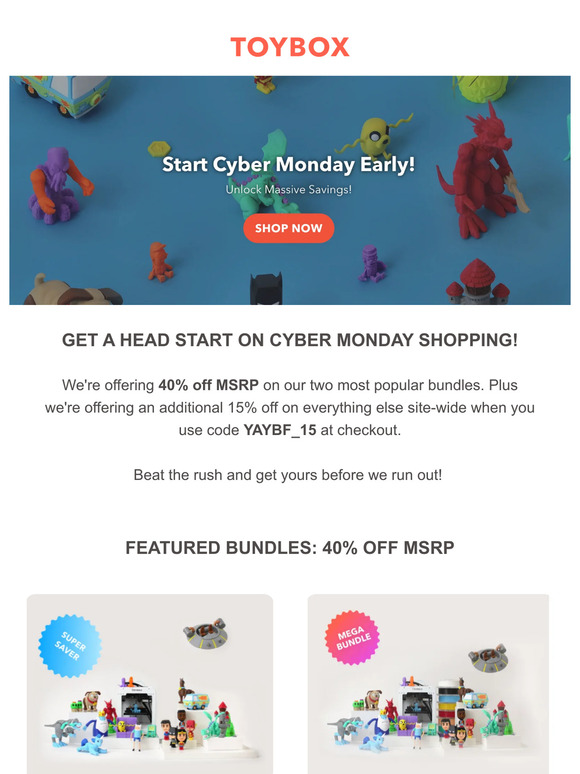Toybox Store Cyber Monday Early Access! 🔓 Milled