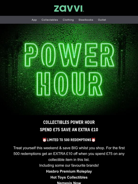 Power Hour! EXTRA £10 Off Collectibles Including Hasbro & Hot Toys