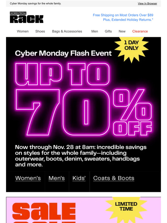 1 DAY ONLY—up to 70% off!