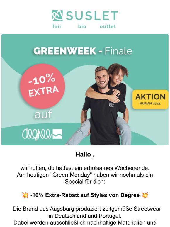 Montags-Deal 🔔 -10% Extra-Rabatt auf Degree Clothing