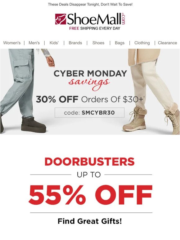 Save Up To 55% On Cyber Monday Doorbusters!
