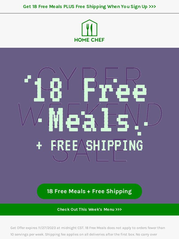 We’re upgrading our sale! Now get 18 Free Meals + Free Shipping