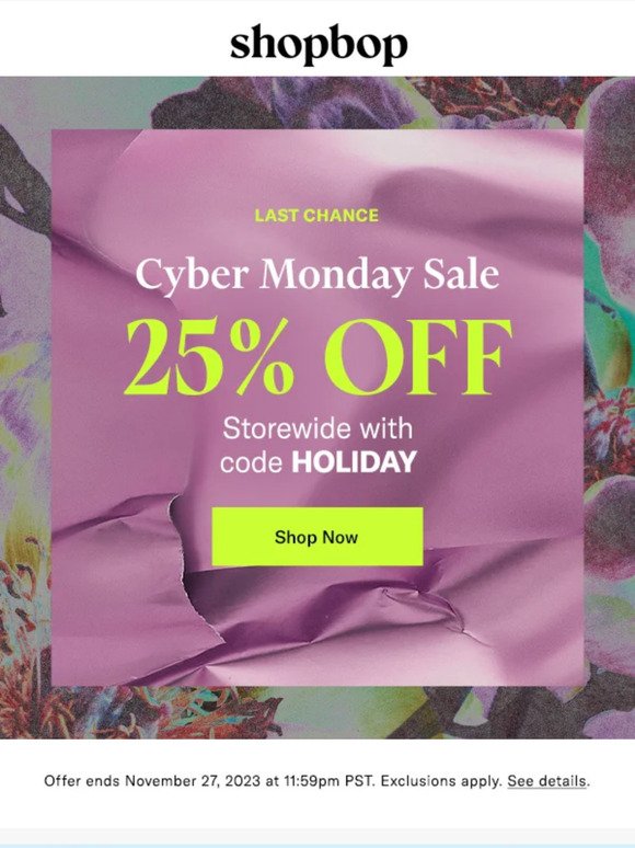 LIVE: 25% off for Cyber Monday