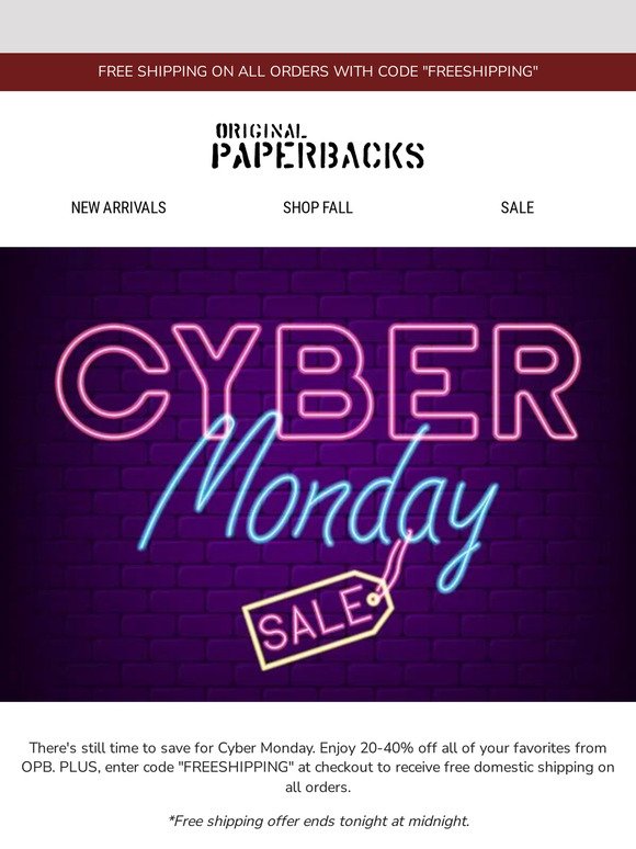 Cyber Monday Sale - Save 20-40% Sitewide