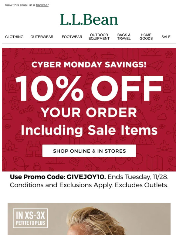 L.L.Bean Cyber Monday is HERE Get 10 OFF Your Order Now Milled