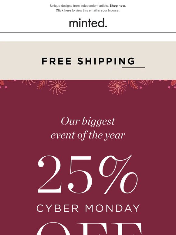 25% off gifts + FREE shipping
