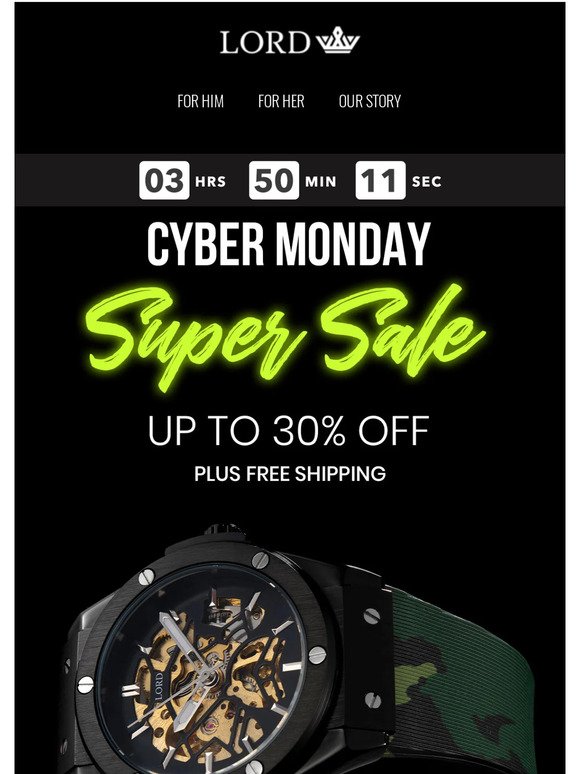 Ending Today ⌚ Cyber Monday 30% OFF
