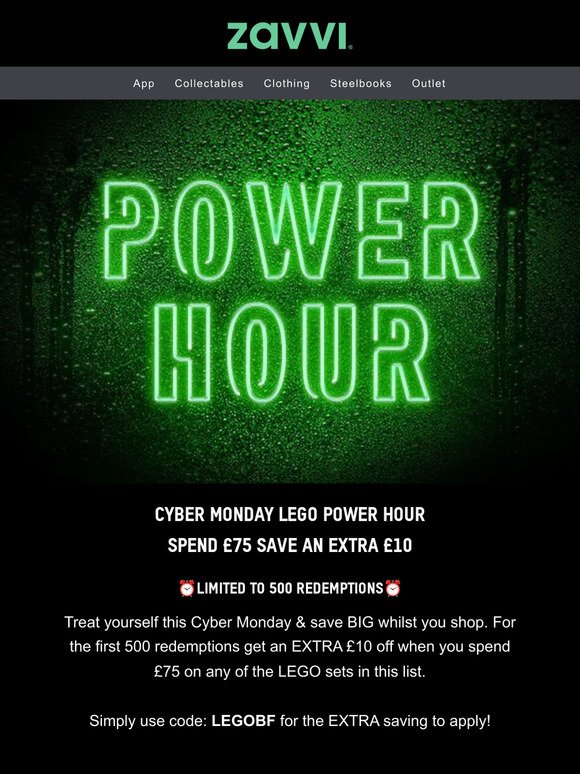 LEGO Power Hour! Save an EXTRA £10 Now [Limited Availability]