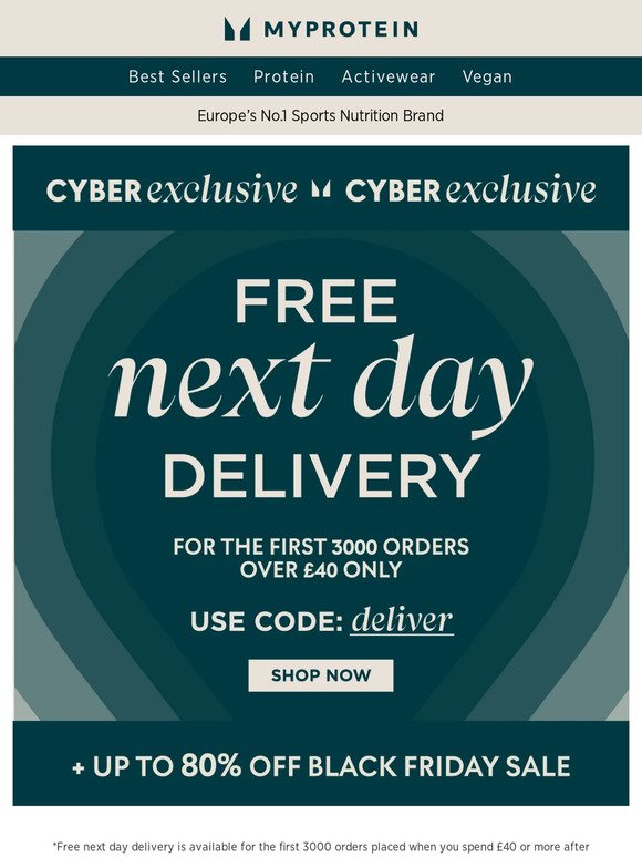 FREE Next Day Delivery when you spend just £40