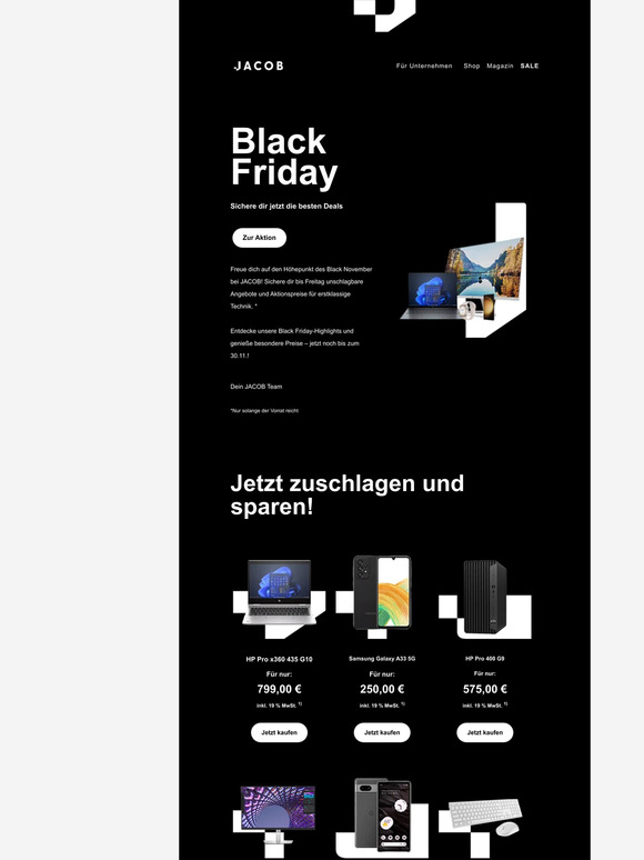 Black November bei JACOB - jetzt zuschlagen! 🛒🏷️