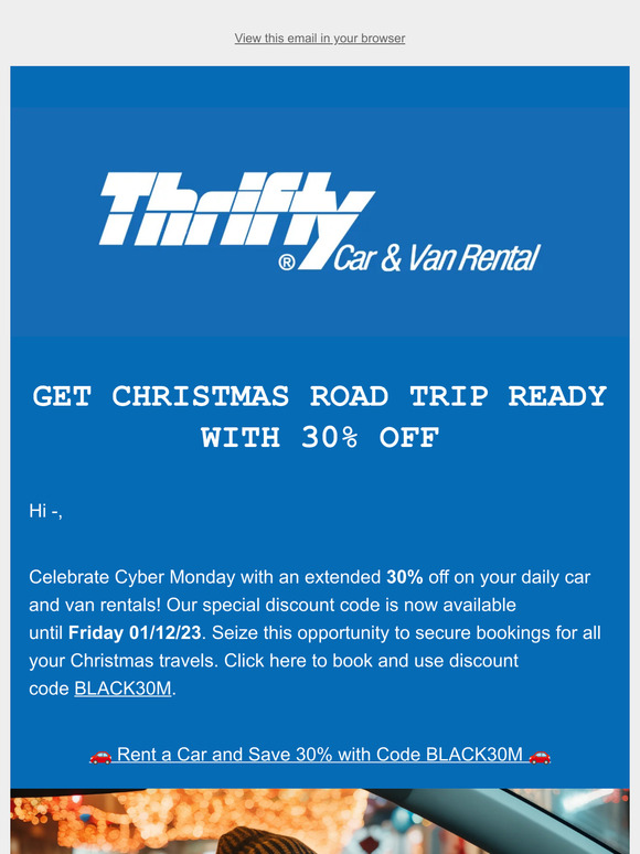 CYBER MONDAY: 30% OFF TO GET XMAS ROAD TRIP READY