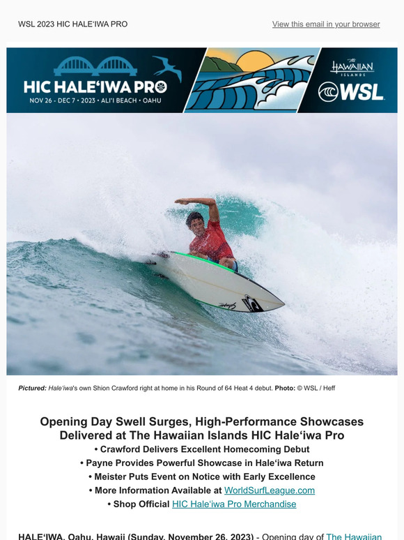 Hawaiian Island Creations Opening Day Swell Surges High Performance