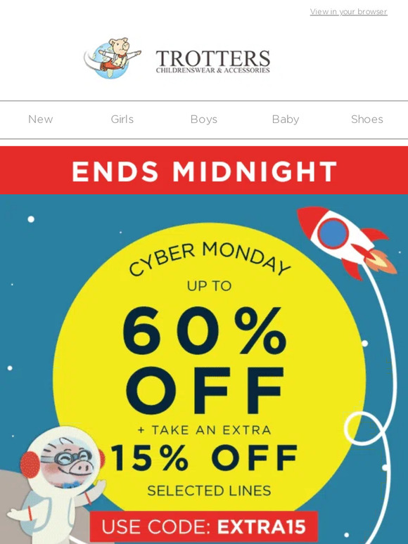 EXTRA 15% OFF for Cyber Monday Ends Midnight!