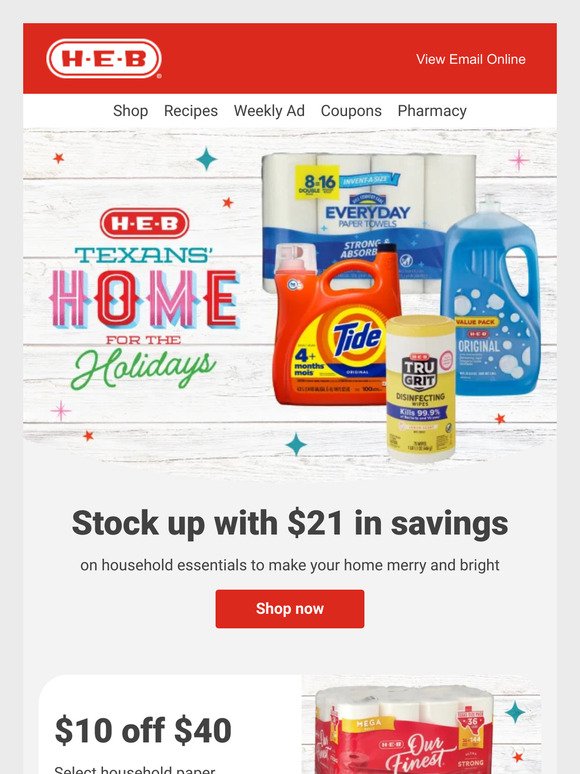 Get your home holiday ready with over $20 in savings on household essentials