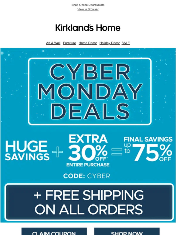 Cyber Monday = HUGE Savings + Free Shipping on Everything!