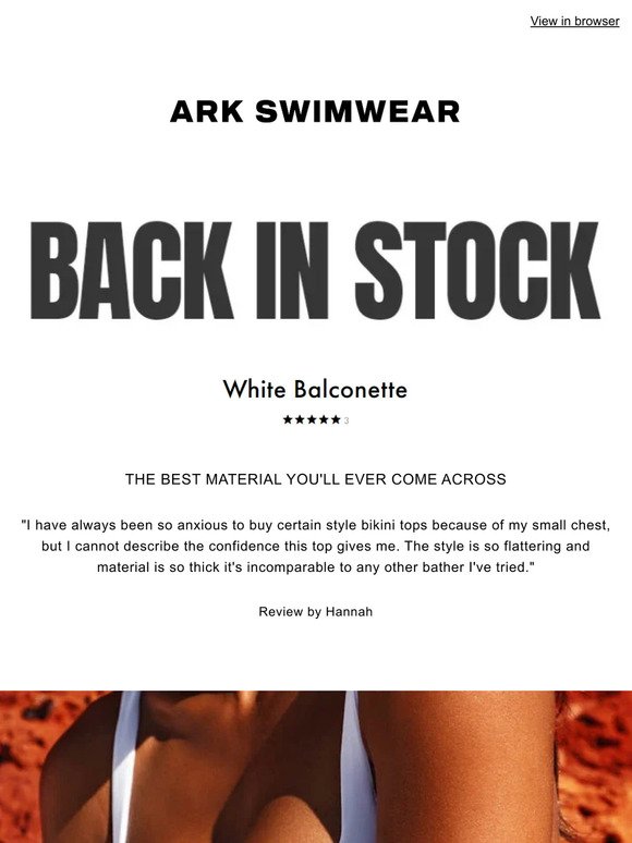 ark swimwear, Swim, White Ark Swimwear Bikini Balconette Topbanded Bottom