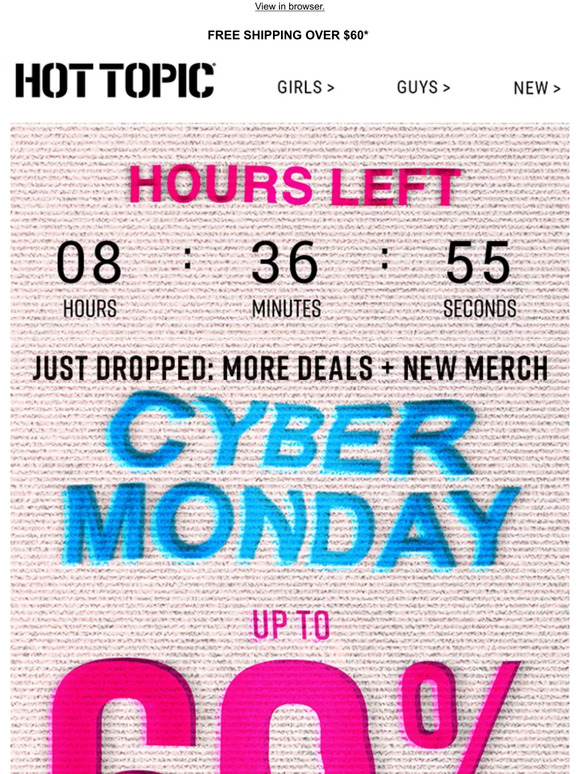 HURRY ⏰  More deals + NEW merch added ⏰  UP TO 60% OFF SITEWIDE