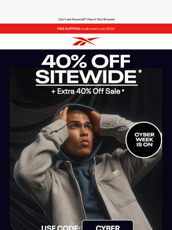 Reebok Canada: 🤑 EXTRA 40% Off SITEWIDE + Cyber Outerwear Deals