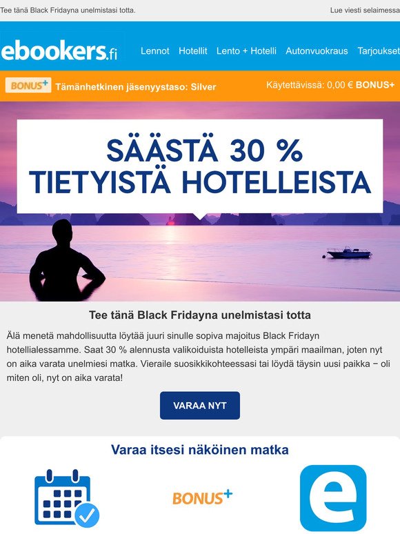 BLACK FRIDAY: –30 % tietyistä hotelleista
