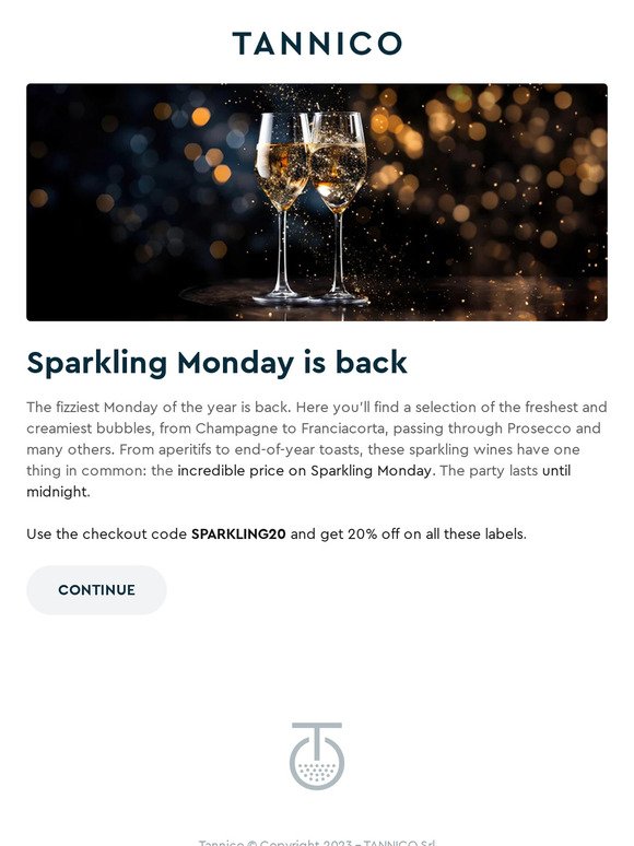 Sparkling Monday 🍾 24 hours with 20% off on bubbles