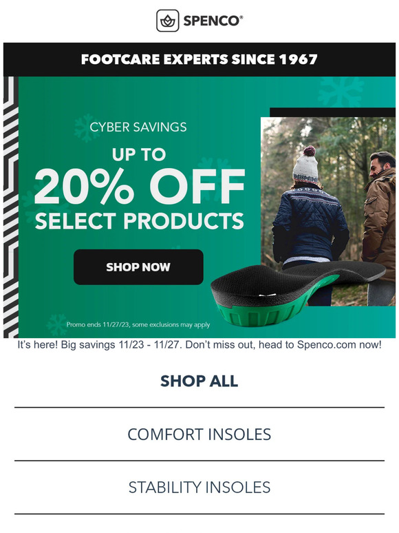 Spenco Cyber Savings, Last Chance!