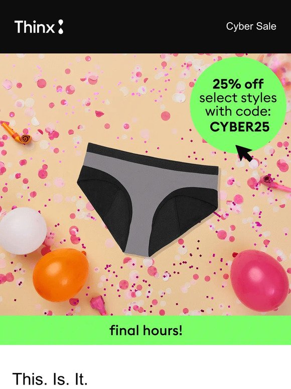 Thinx: Shop 30% off period underwear right now