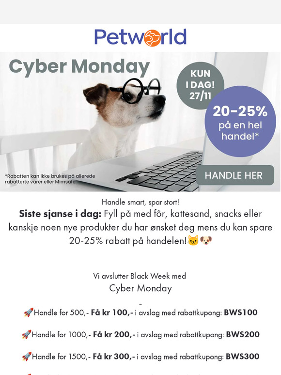 Cyber Monday🚀💻 20-25% på handlekurven!🛒