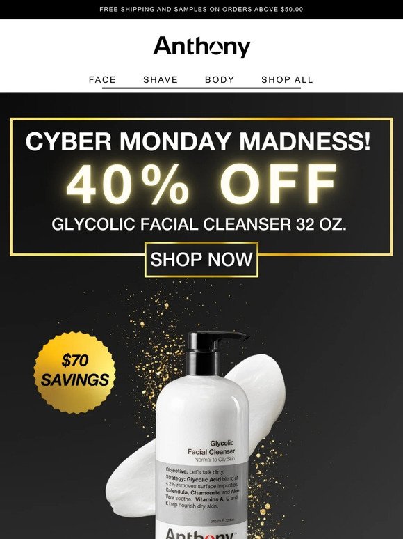 40% Off Jumbo Glycolic Cleanser + 35% off Sitewide