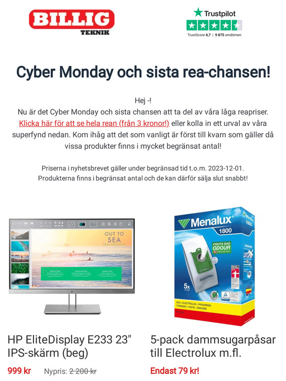 Cyber Monday med superpriser och reaslutspurt!