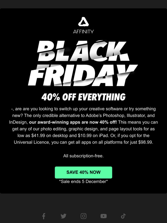 Start creating with Affinity for 40% off!  🚨
