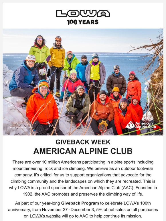 Giveback Week through December 3: American Alpine Club