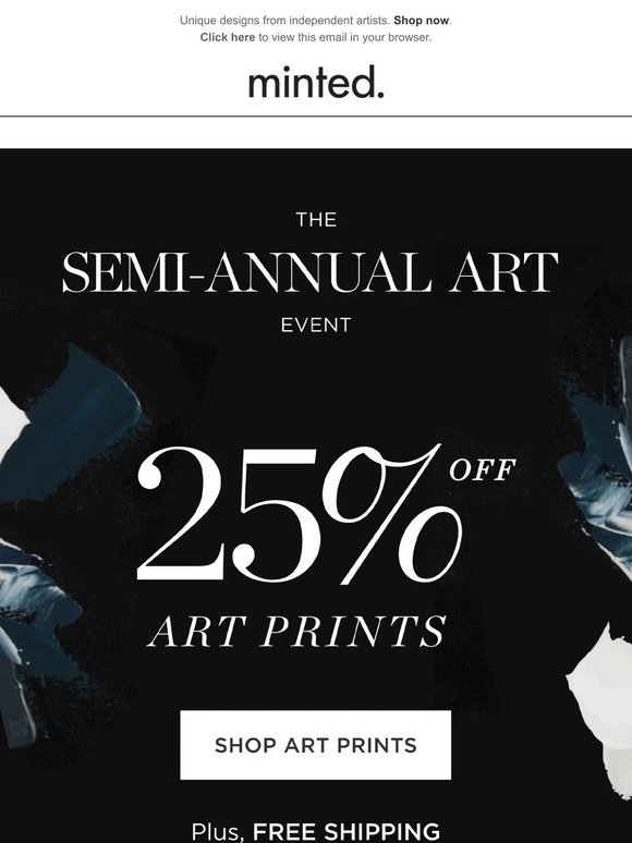 25% off art prints + free shipping!