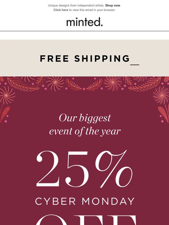 Cyber Monday: 25% off + free shipping