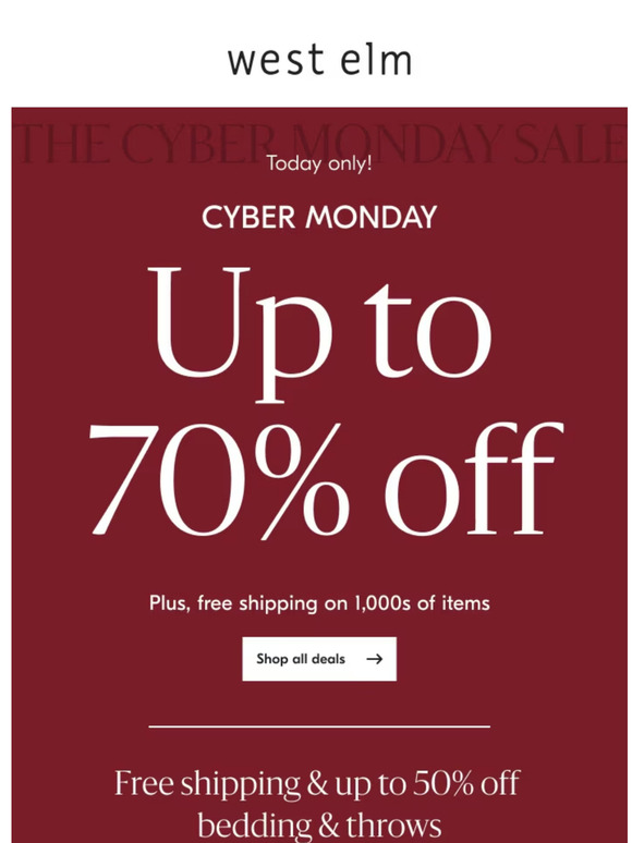 Save up to 70% at West Elm Cyber Monday 2023 sale