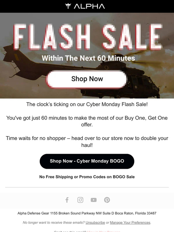 Final 60 Minute Flash Sale