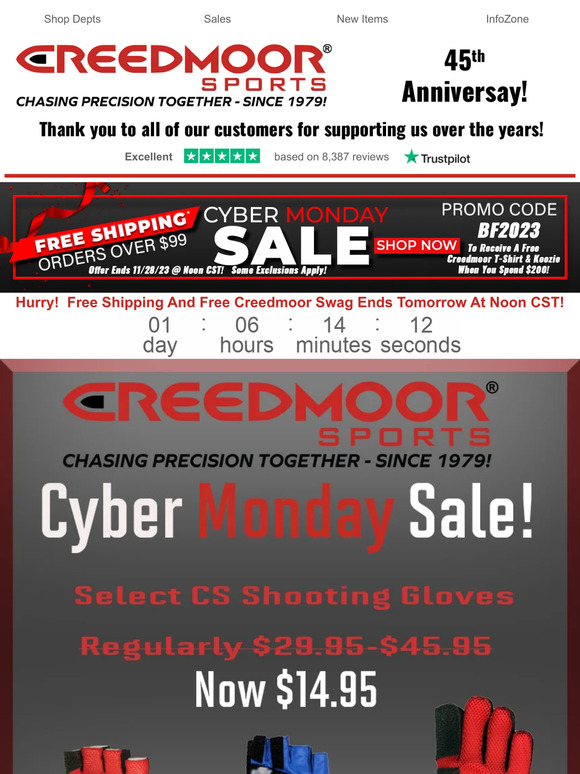 Cyber Monday Price Drop On Creedmoor Select Shooting Gloves