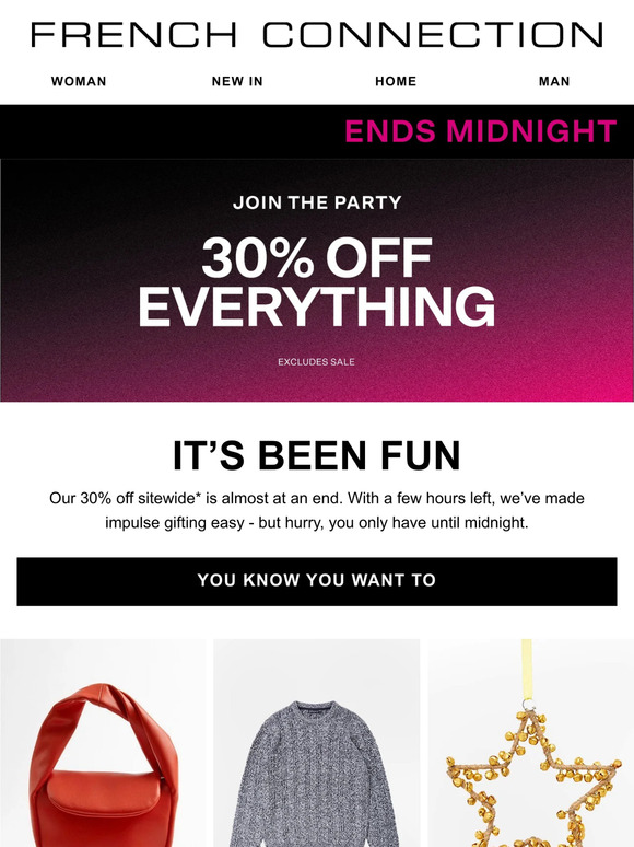 Last call to enjoy 30% off everything ⚡